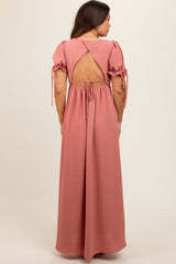 Mauve Open Back Maternity Maxi Dress