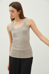 Taupe Sleeveless Ribbed Maternity Top