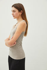 Taupe Sleeveless Ribbed Top