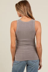 Taupe Sleeveless Ribbed Maternity Top