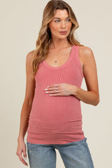 Mauve Sleeveless Ribbed Maternity Top