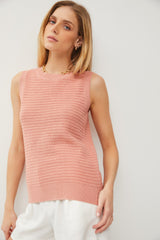 Peach Knit Sleeveless Maternity Top