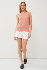 Peach Knit Sleeveless Top