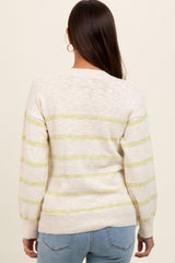 Lime Striped Knit Maternity Sweater