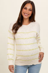 Lime Striped Knit Maternity Sweater