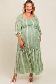 Green Embroidered Detail Smocked Top Plus Maternity Maxi Dress