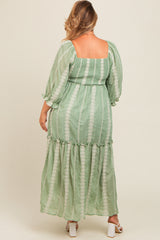 Green Embroidered Detail Smocked Top Plus Maternity Maxi Dress