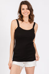 Black Ribbed Sleeveless Maternity Tank Top