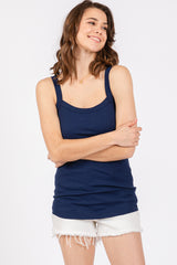 Navy Ribbed Sleeveless Maternity Tank Top