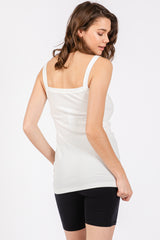 Ivory Ribbed Sleeveless Tank Top