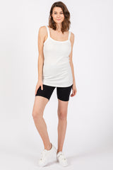 Ivory Ribbed Sleeveless Tank Top