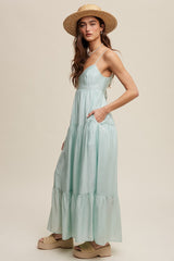 Mint Green Sleeveless Tiered Maxi Dress