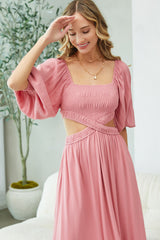 Pink Cutout Maxi Dress