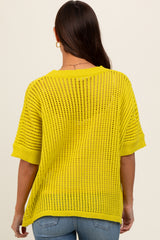 Lime Crochet Knit Short Dolman Sleeve Maternity Top