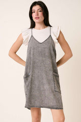 Charcoal Chambray Front Pocket Dress