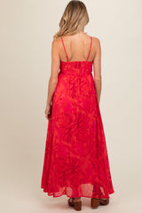 Red Halter Maxi Maternity Dress