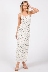 Ivory Ruffle Bow Print Dress