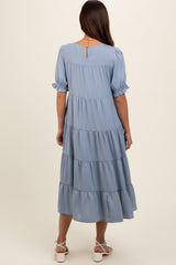 Light Blue Short Sleeve Maternity Dress