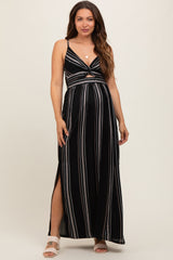 Black Patterned Sleeveless Maternity Dress