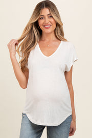 Ivory V-Neck Maternity Top