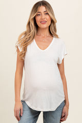 Ivory V-Neck Maternity Top