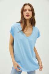 Blue V-Neck Maternity Top