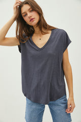 Charcoal V-Neck Top