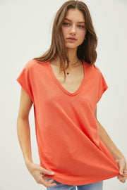 Orange V-Neck Top