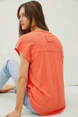 Orange V-Neck Top