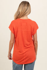 Orange V-Neck Maternity Top