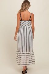 Ivory Chevron Striped Crochet Knit Maternity Dress