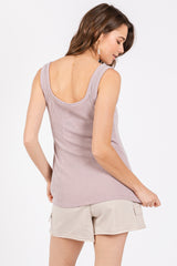 Light Pink Sleeveless Ribbed Square Neck Top