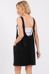 Black Denim Side Pocket Overall Dress