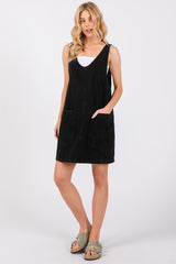 Black Denim Side Pocket Overall Dress