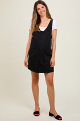 Black Denim Side Pocket Overall Maternity Dress