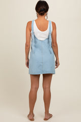 Blue Denim Side Pocket Overall Maternity Dress