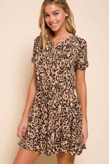 Taupe Animal Print Short Sleeve Dress