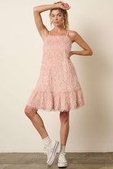 Blush Feather Tank Mini Dress