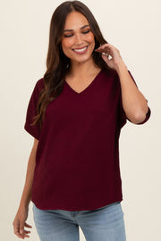 Merlot Short Sleeve Maternity Blouse