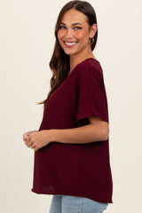 Merlot Short Sleeve Maternity Blouse