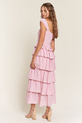 Pink Tiered Ruffle Maxi Dress