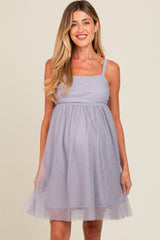 Grey Tulle Skirt Maternity Dress