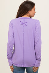 Lavender Long Sleeve Exposed Seam Maternity Top