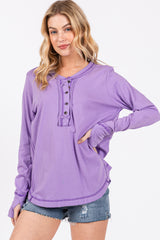 Lavender Long Sleeve Exposed Seam Top