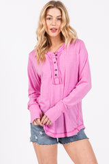 Pink Long Sleeve Exposed Seam Maternity Top