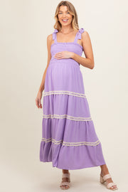 Lavender Smocked Maternity Maxi Dress