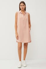 Peach Collared V Neck Dress