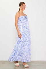 Blue Floral Halter Maxi Dress