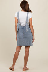 Light Blue Denim Front Pocket Skirt Overalls