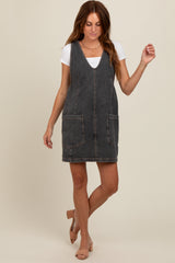 Charcoal Denim Front Pocket Skirt Overalls